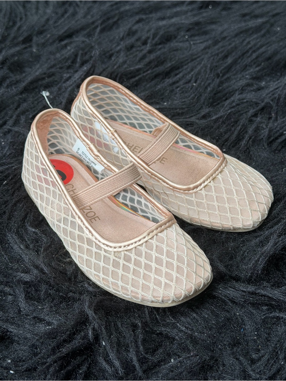 Rachel Zoe Girls Beige Quilted Mary Jane Flats